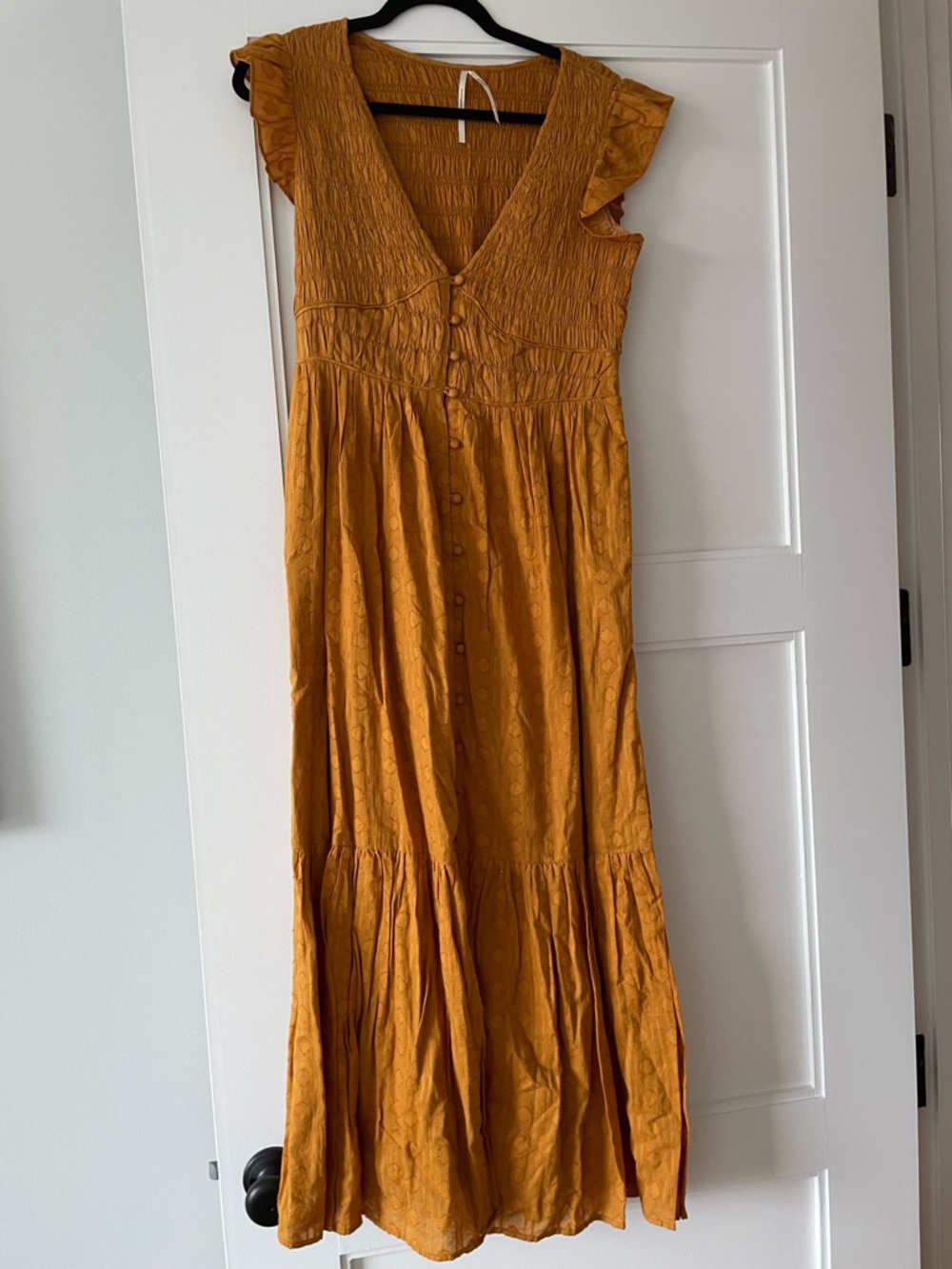 Gold Ruffle Sleeve Maxi Dress - Women